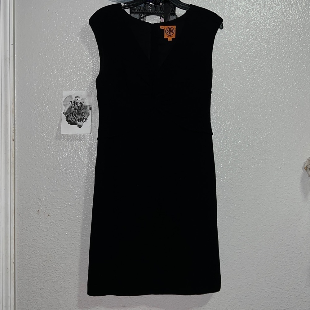 Tory Burch Black Twist Patrice Wool Front Cocktail Dress Size 6 Lined Woman's